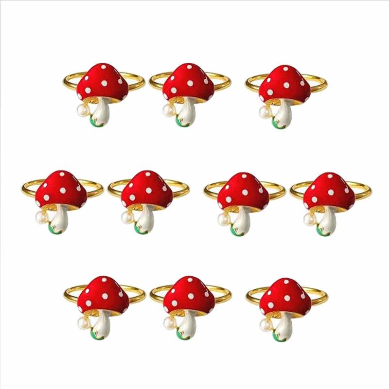 10pcs mushroom napkin rings red napkin ring