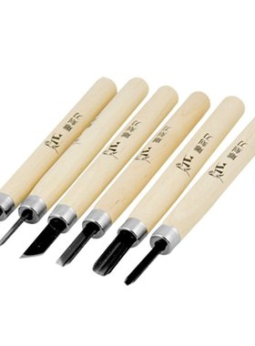 Wood Handle Carving Gouges Carpentry Chisel Tools 6 Pcs