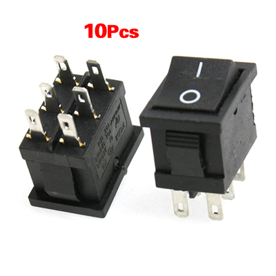 10pcs AC 6A/250V 10A/125V 6 Pin DPDT ON/ON 2 Position Snap