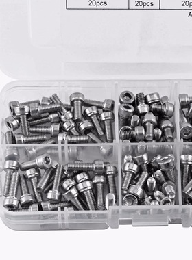 120pcs 6/8/10/12/16/20 M4 Screws 304 Hex Cap Screw Fastener