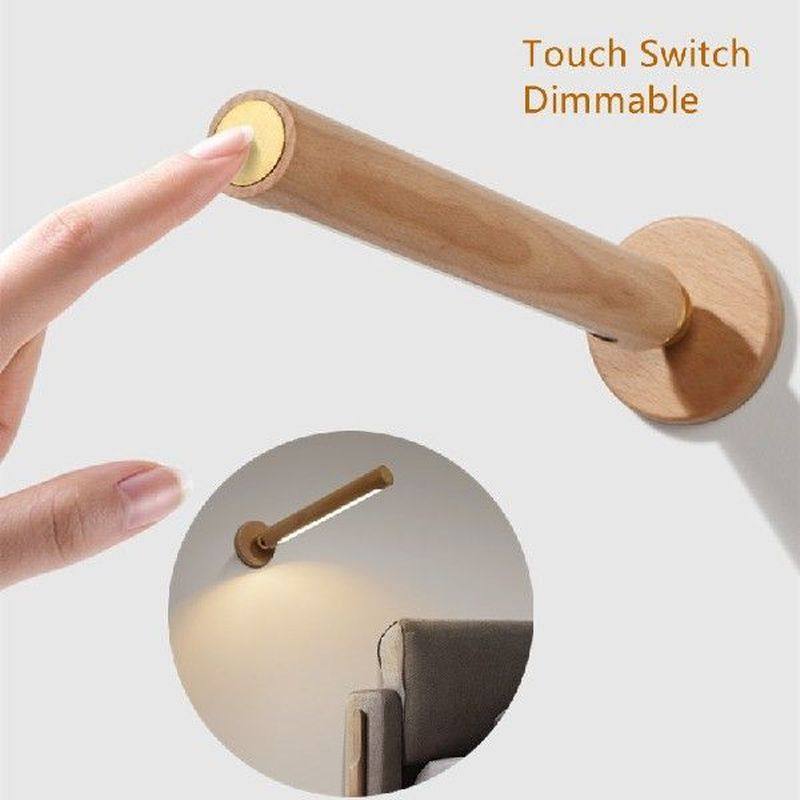360° Rotatable Adjust Wood Wall Lamp USB Rechargeable To图片