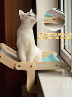 Sturdy Cat Window Perch Wooden Assembly Hanging Bed Cotton