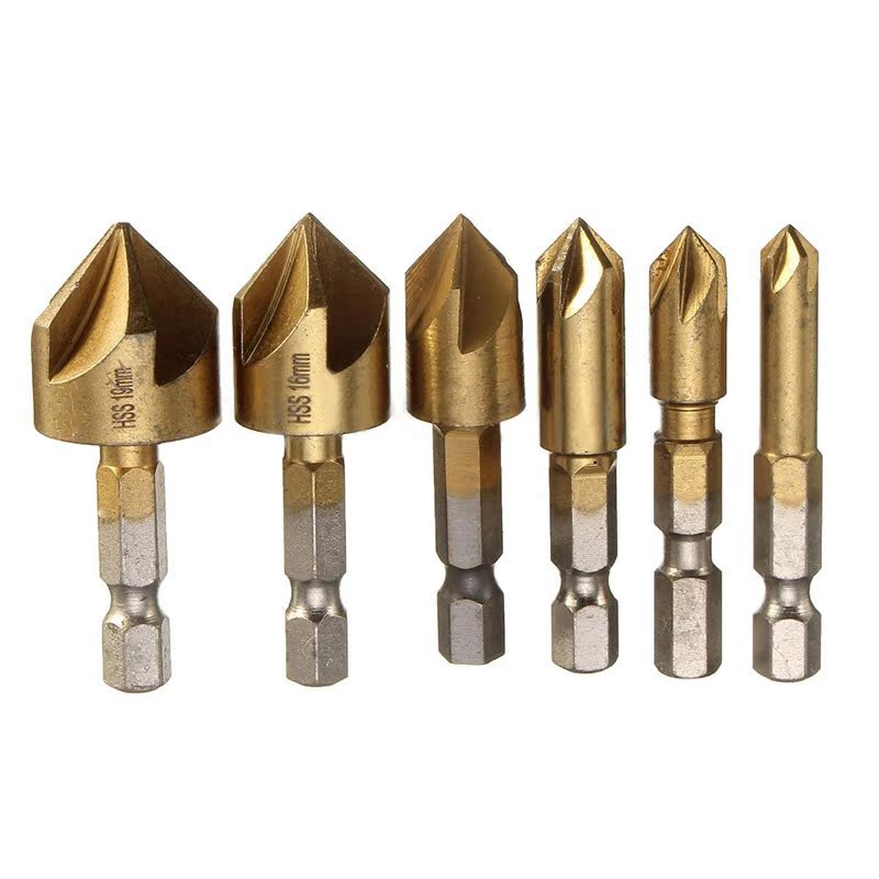 6 Pcs 6-19mm Chamfer Countersink Set Chamferring Hexagonal S