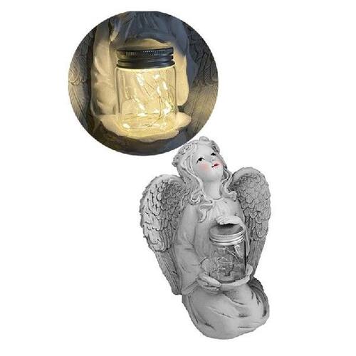 Solar Resin Praying Angel Statue Tabletop Ornament