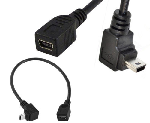 Mini USB 5 Pin female - male up angle extension cable 0.25m