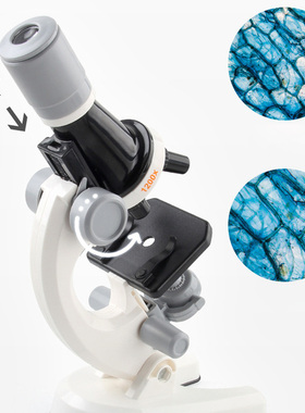 Kids Microscope Kit Science Lab LED 100X-400X-1200X Toy Home