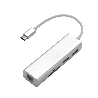 5 in 1 USB C Hub 3.0 Type-C Adapter Data Sync Card Reader RJ
