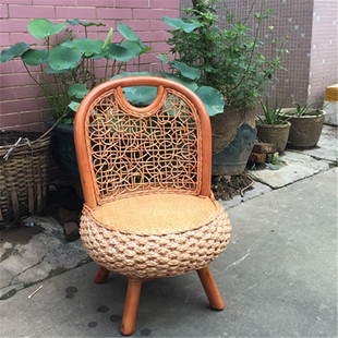 Retro Living Room Ottoman Rattan Chair Aquatic Home Rattan