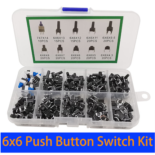 180Pcs/Box 10 Type 6*6 Micro Touch Switch Push Button Switch