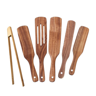 Hot 6-Piece Cooking Utensils Set Natural Teak Kitchen