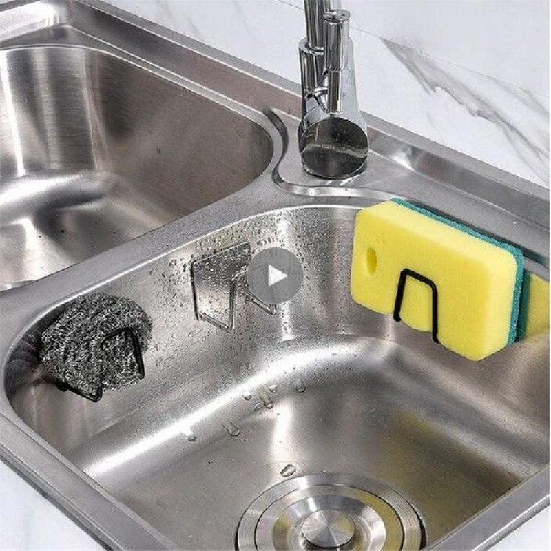 Kitchen Stainless Steel Sink Sponges Holder Self Adhesive_虎窝淘
