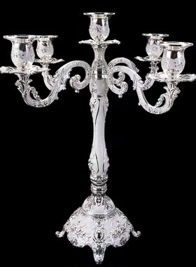 Silver White/Gold White 3/5 Head Metal Pillar Candle