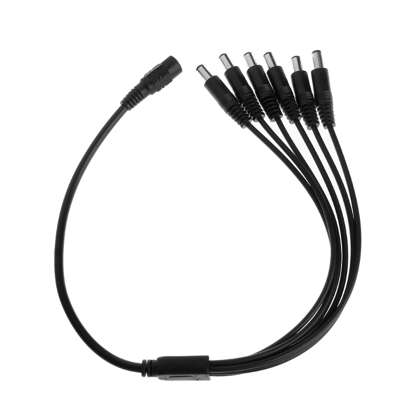 1 Female to 6 Male Plug 5.5x2.1mm Port 12V DC Power Adapter