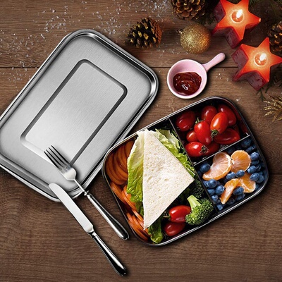 Hot Stainless Steel Bento Box Lunch Container 3-Compartment
