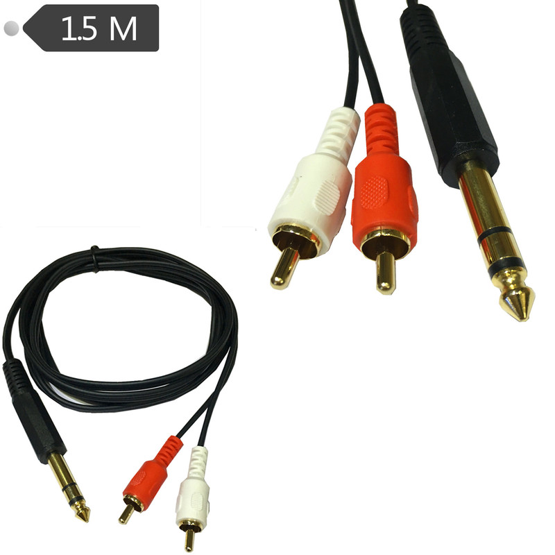 6.35mm Male Jack to 2 RCA Phono Male Jack Audio Y Splitter C