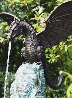 Solid Bronze Water Feature , Gothic Garden Garden Statue