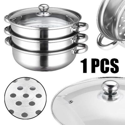 Stainless Steel 3 Tier Cooking Steamer Fish Rice Vegetable
