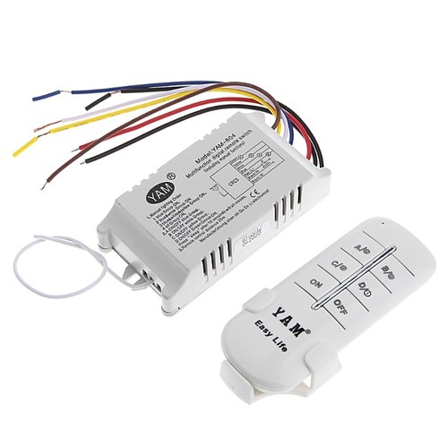 4 Ways ON/OFF 220V Receiver Lamp Light Remote Control Switch