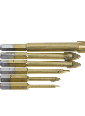6Pcs 4/5/6/8/10/12mm Titanium Coated Glass Drill Set For Til