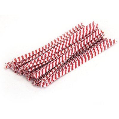 100 Pcs Red Stripe Paper Twist Ties for Cello Candy Bags Par