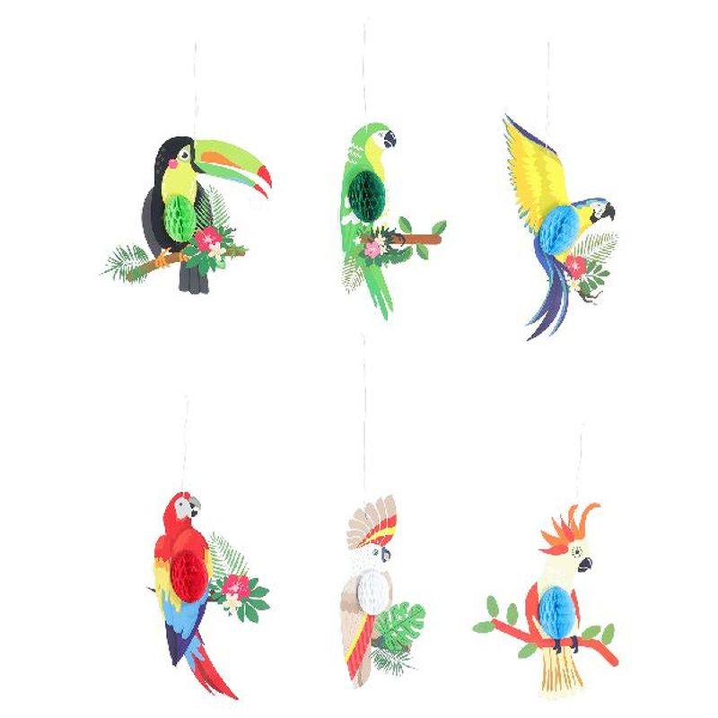 honeycomb paper hanging party parrot birds tropical cutouts