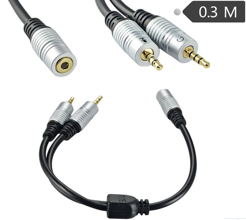 DC 3.5mm TRRS 4Pole  female to 2 3.5mm male input TRS Audio
