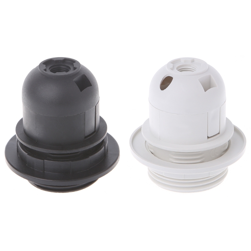 E27 Lamp Bulb Holder Edison Screw Cap Socket White/Black Pen