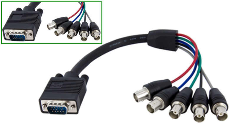 1 ft Coax HD15 VGA to 5 BNC RGBHV Monitor Cable - M/F 电子/电工 电工胶带 原图主图