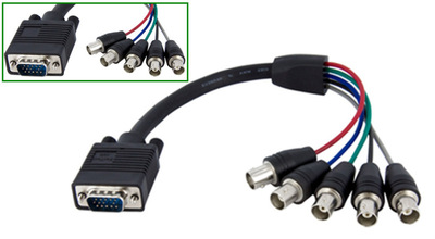 1 ft Coax HD15 VGA to 5 BNC RGBHV Monitor Cable - M/F