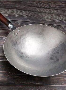 Hand Forging Iron Pan Wooden Handle Pure Iron No Coating