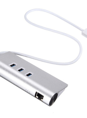 Alu 3 Ports USB 3.0 Hub LAN RJ45 Adapter Gigabit Ethernet