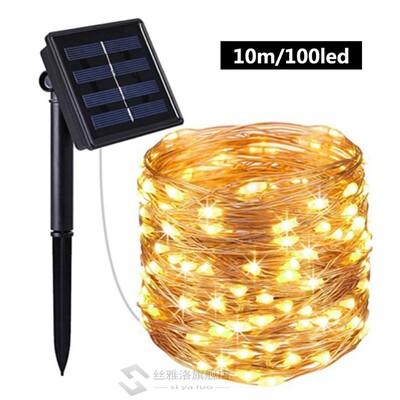 60/100 LED Solar String Light Fairy Garland Copper Wire Ligh