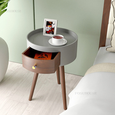 Nordic Round Nightstand Minimalist Modern Bedroom