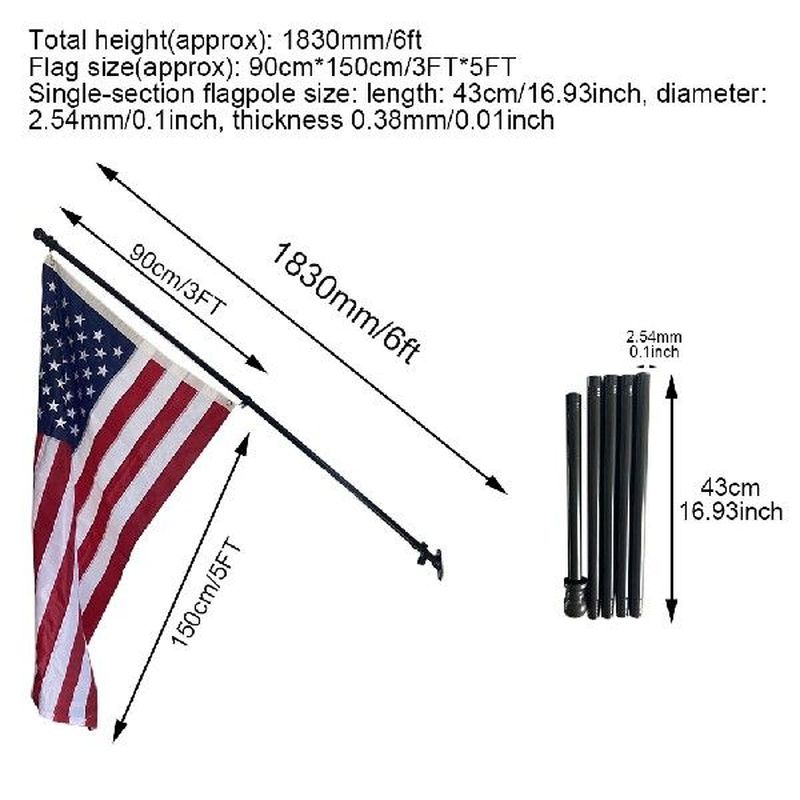 6ft School Patio Yard Residential Flag Pole Kit Garden