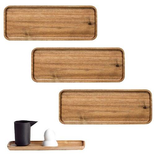 3pcs For Fruit Snack Platter Wood Serving Tray Rustic Food