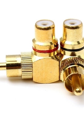 2X Brass RCA Right Angle Connector Plug Adapters Male to Fem