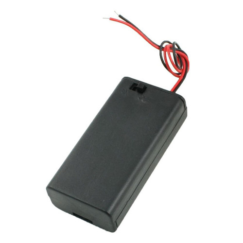 2PCS Box Holder for 2x1.5V AA Batteries w Cover On/Off Switc