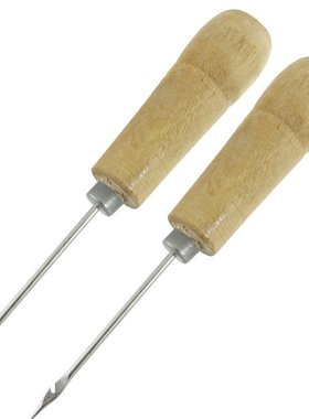 2 Pcs Wooden Handle Sewing Awl Speedy Hand Stitcher