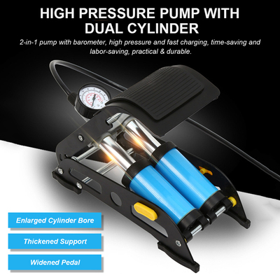 2-In-1 Folding Air Pump with Ordinary Barometer in Blue High