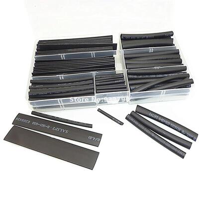 142pcs Black Shrink Tube Assortment Wrap Insulation Cable Tu