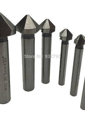 6pcs 3 Flute 90 Degree Hss Chamfer Cutter Bit Chamfering Dri