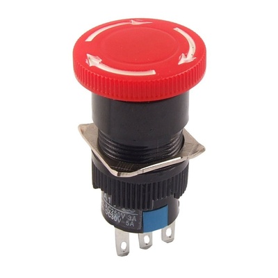 Red Mushroom DC 30V 5A AC 250V 3A Emergency Stop Button Swit