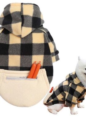 Plaid Dog Clothes Hooded Coat Jacket Cat Sweater Winter