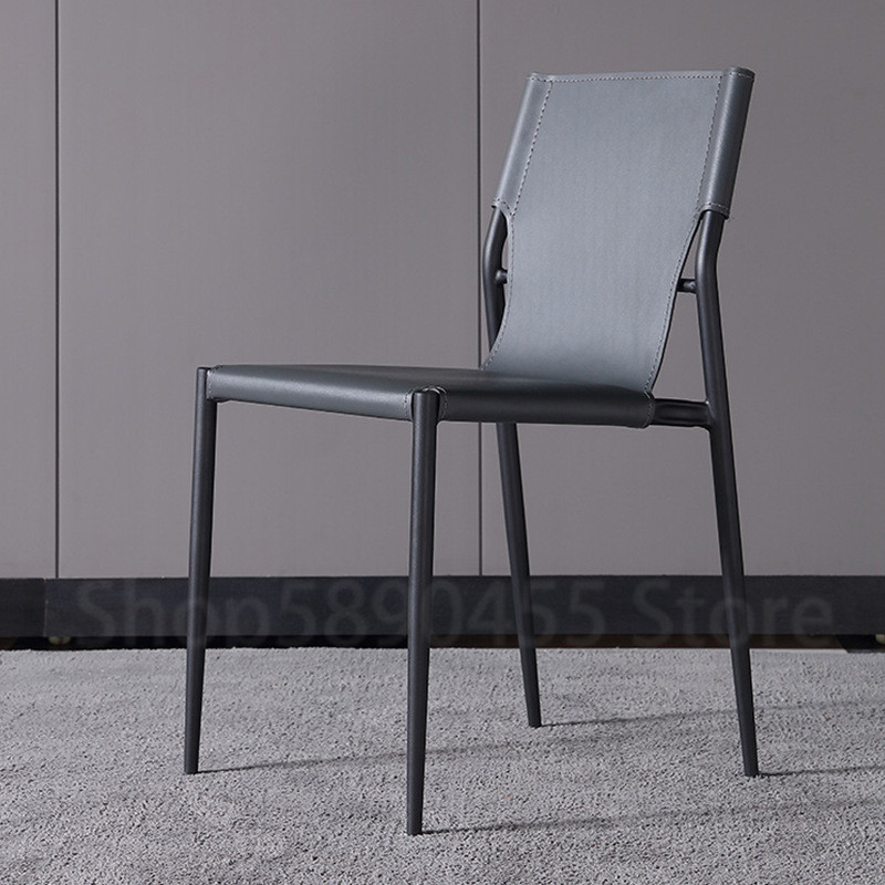 Modern Minimalist Chairs Saddle Leather Dining Chair Simple
