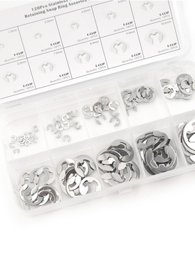 120 PCS  Circlip Washer E-clip Washer Assortment Kits 8/9/10