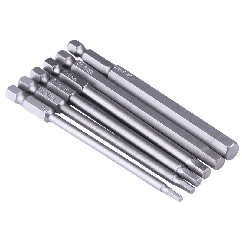 6pcs Hexagon Set H2.5 H3 H4 H5 H6 H8 Drill Bits for Head 1/4