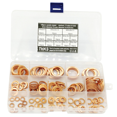 150PCS Washer Gasket Nut And Bolt Set Copper Flat Ring