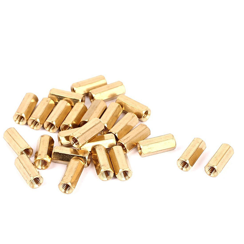 25pcs M4 x 14mm Female Threaded Brass Hexagonal Column Pilla