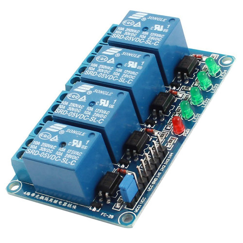 Blue 4 Way Optocoupler Low Level Trigger Relay Module Black