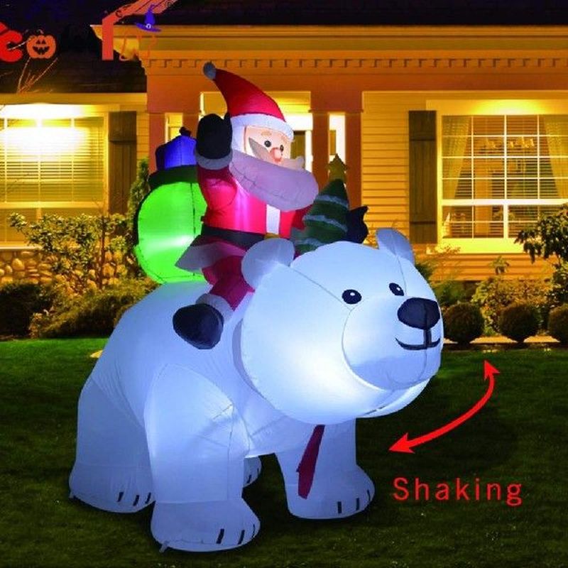 Giant Inflatable Santa Claus Riding Polar Bear 6ft